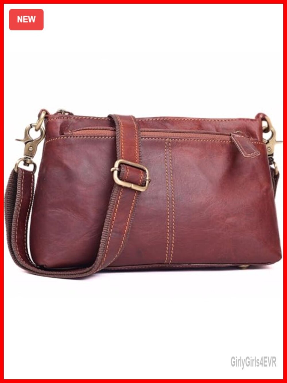 Genuine Leather Crossbody Bag Mini Saddle Purse 3 Zip Pockets Boho Travel